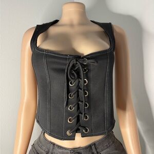 Fashion Nova Black Lace-Up Corset Top